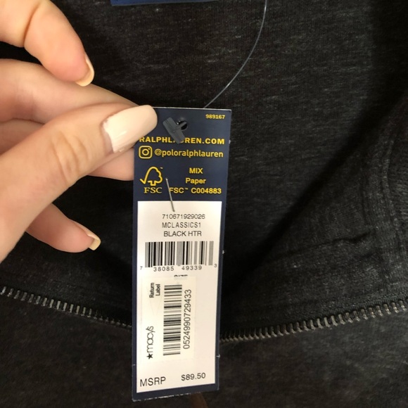 Polo Ralph Lauren Charcoal Half Zip, NWT - Picture 2 of 5